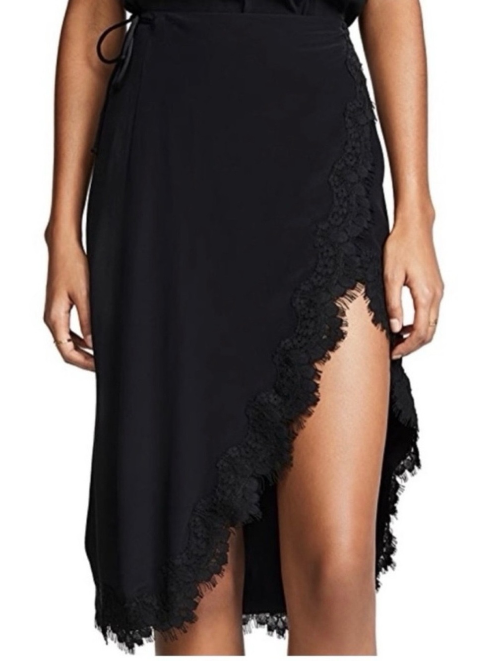 NWT Cleobella Josephine Black Lace Trim Wrap Skirt Size S